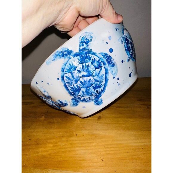 Sigrid Olsen BLUE OCEAN SEA LIFE TURTLES MELAMINE LARGE SERVING BOWL 9 1/2" - Picture 2 of 3